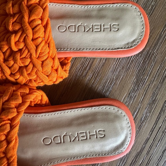 SHEKUDO Amaro Knit Strap Slide Sandal in Tangerine - Picture 10 of 11